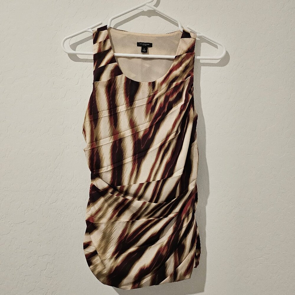 Women's Ann Taylor Ruched Top Print Sleeveless Blouse Size 0